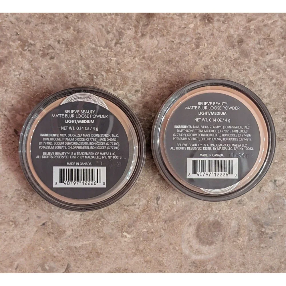 Lot Of 2 Believe Beauty Matte Blur Loose Powder Light Medium 0.14 oz New 2 Pack